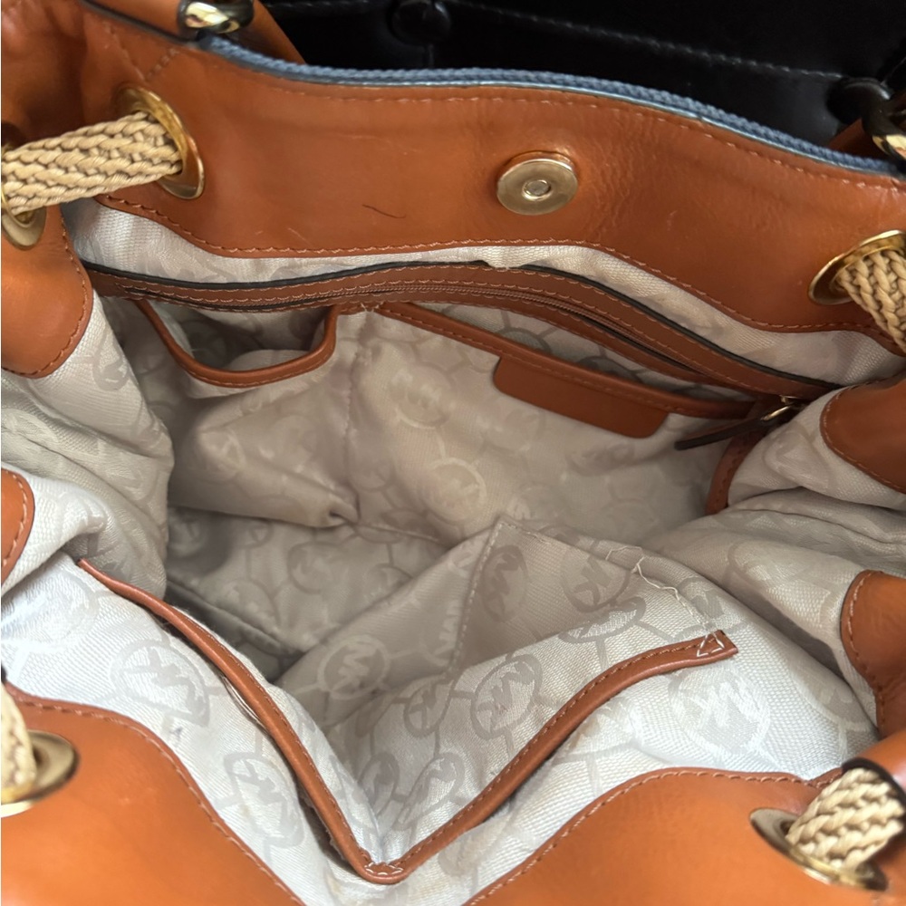 Michael Kors Navy and Brown Shoulder Bag - Picture 4 of 8